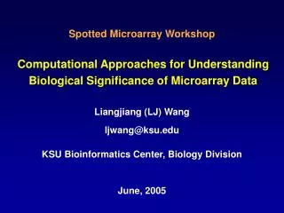 Computational Approaches for Understanding Biological Significance of Microarray Data