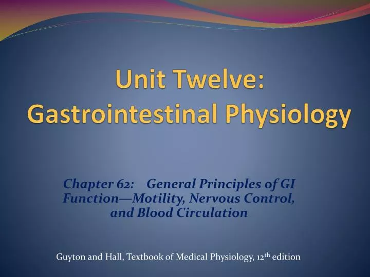 unit twelve gastrointestinal physiology
