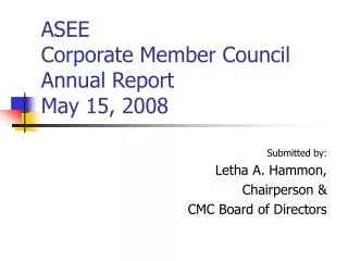 ASEE Corporate Member Council Annual Report May 15, 2008
