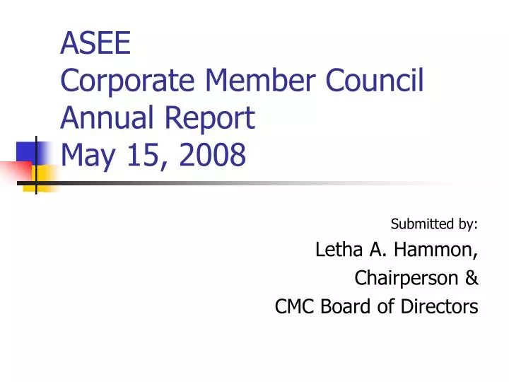 asee corporate member council annual report may 15 2008