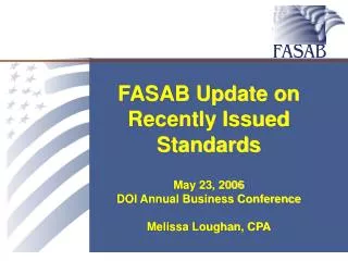 FASAB Update on Recently Issued Standards