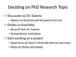 Deciding on PhD Research Topic