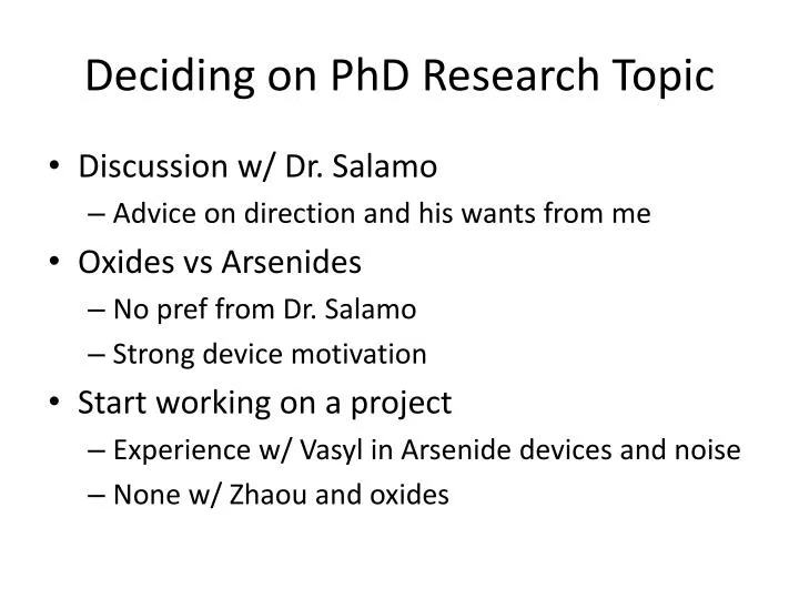 deciding on phd research topic