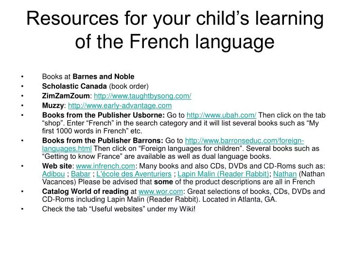 resources for your child s learning of the french language