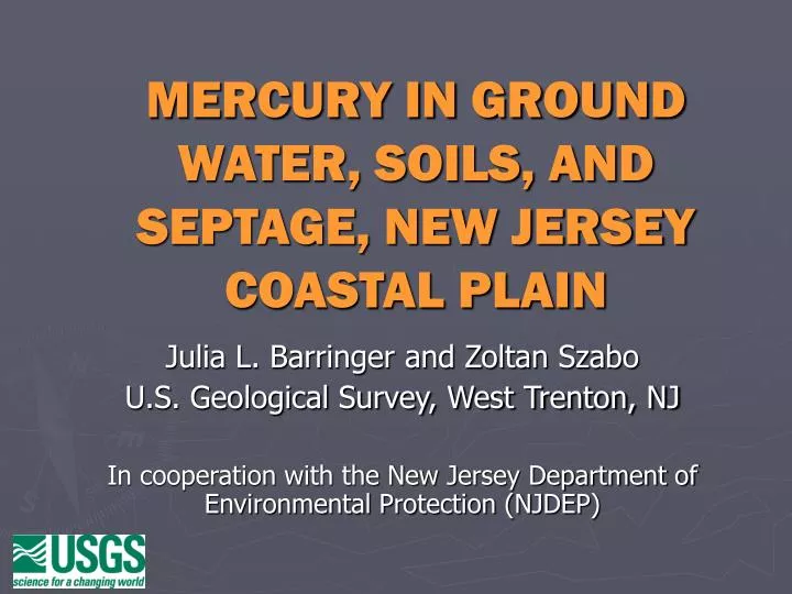 mercury in ground water soils and septage new jersey coastal plain