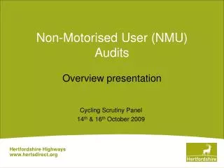 Non-Motorised User (NMU) Audits