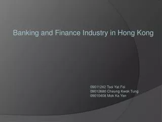 Banking and Finance Industry in Hong Kong
