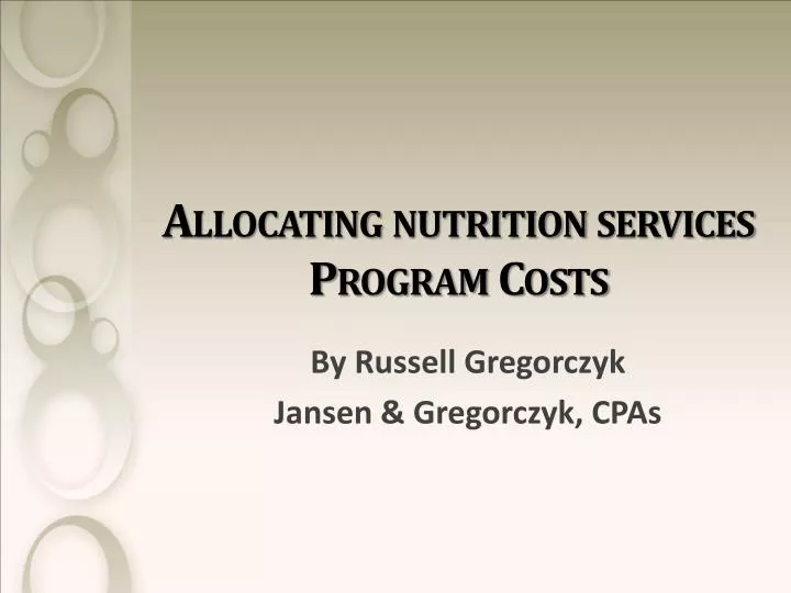allocating nutrition services program costs