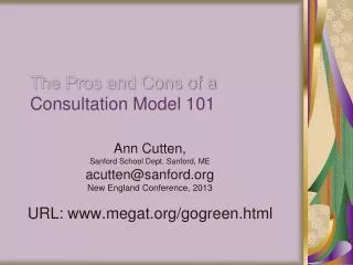 The Pros and Cons of a Consultation Model 101