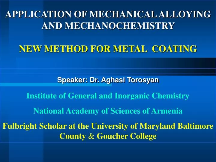 application of mechanical alloying and mechanochemistry new method for metal coating