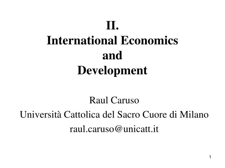 ii international economics and development