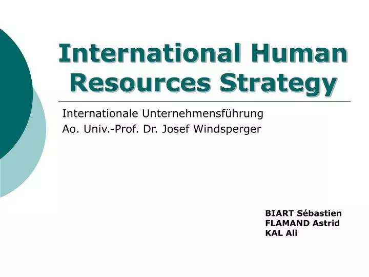 international human resources strategy