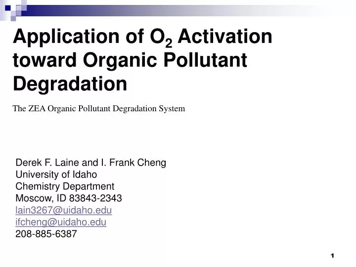 application of o 2 activation toward organic pollutant degradation
