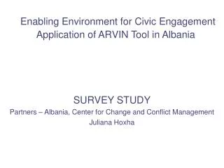 Enabling Environment for Civic Engagement Application of ARVIN Tool in Albania