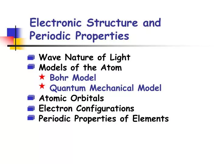 electronic structure and periodic properties