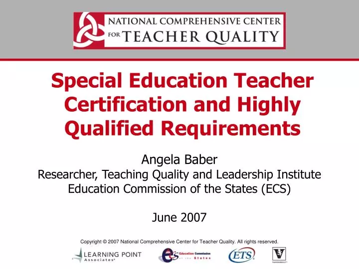 special education teacher certification and highly qualified requirements