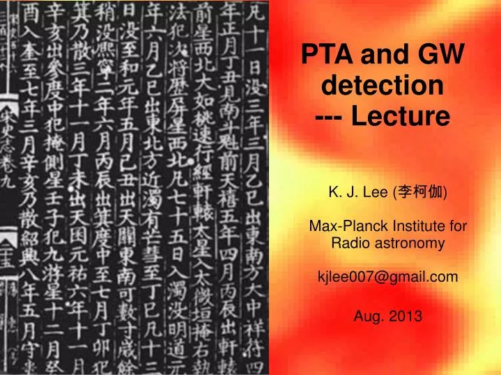 pta and gw detection lecture
