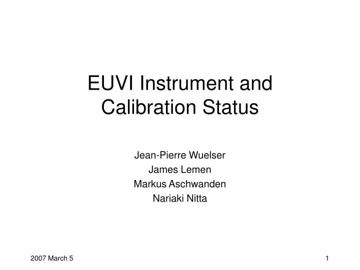 euvi instrument and calibration status