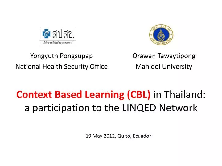 context based learning cbl in thailand a participation to the linqed network