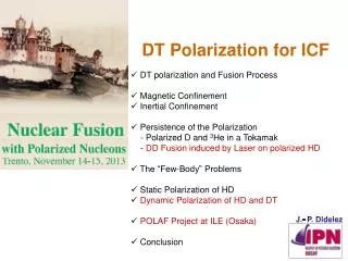 DT polarization and Fusion Process Magnetic Confinement Inertial Confinement