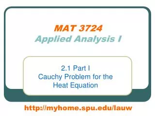 MAT 3724 Applied Analysis I
