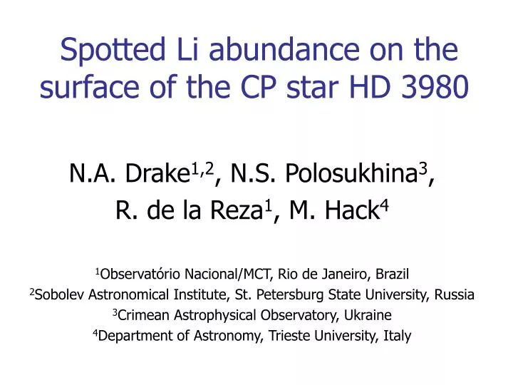spotted li abundance on the surface of the cp star hd 3980