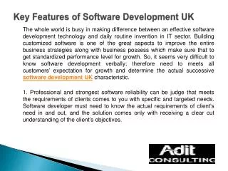 Key Features of Software Development UK
