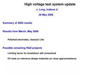 High voltage test system update