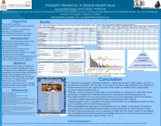 Footprint Hierarchy: A Global Health Issue Jacqueline Noga 1 and Gregor Wolbring 2