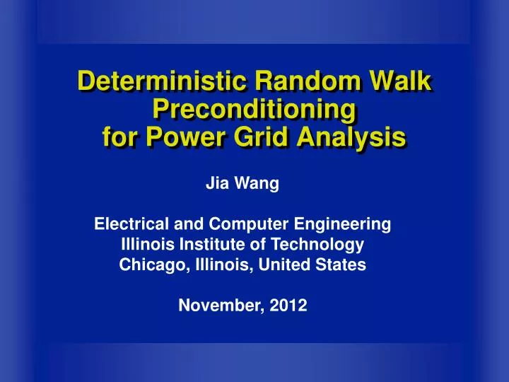 deterministic random walk preconditioning for power grid analysis