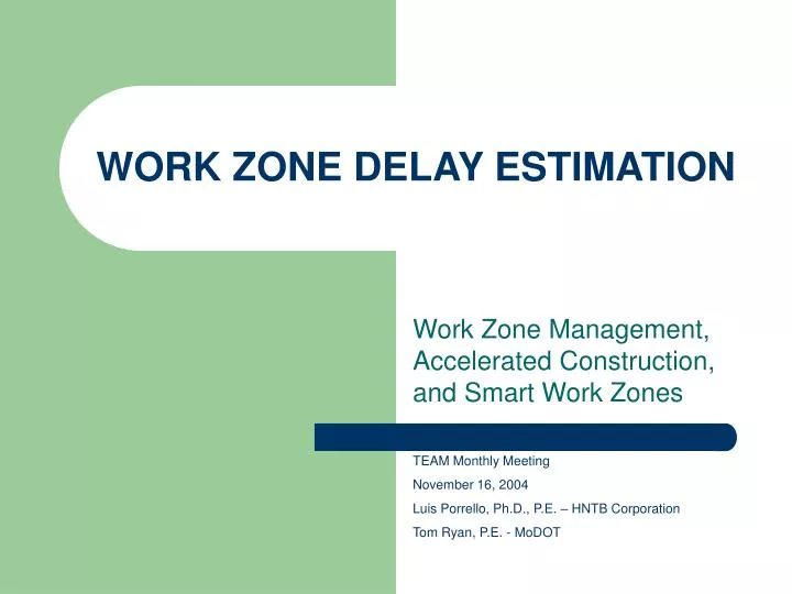 work zone delay estimation