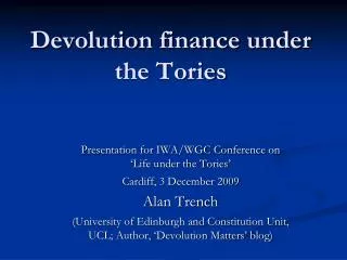 Devolution finance under the Tories