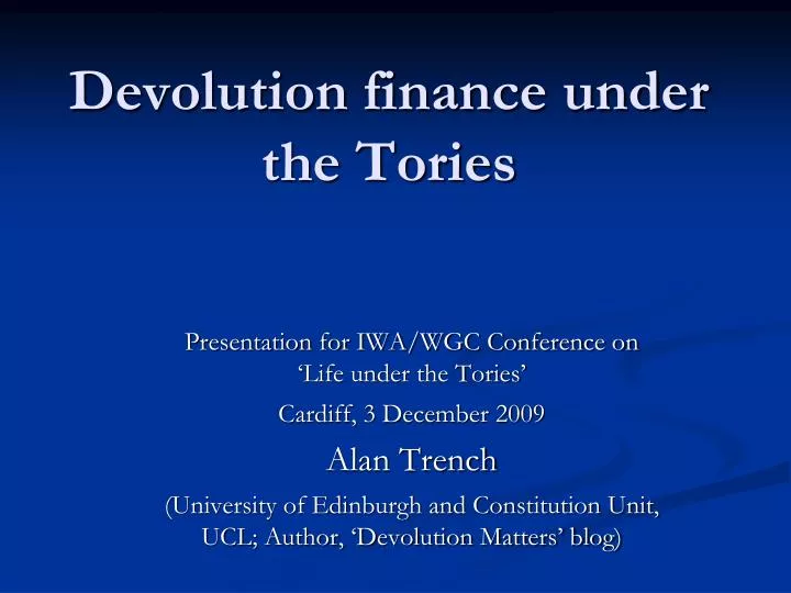 devolution finance under the tories