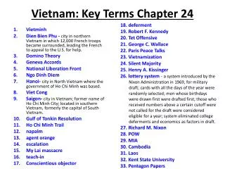Vietnam: Key Terms Chapter 24