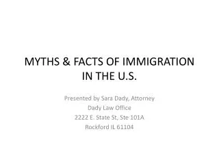 MYTHS &amp; FACTS OF IMMIGRATION IN THE U.S.