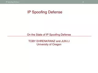 IP Spoo?ng Defense