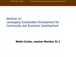 Seminar on Leveraging Sustainable Development for Community and Economic Development