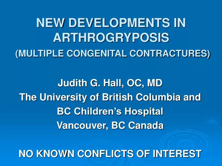 new developments in arthrogryposis multiple congenital contractures