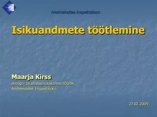 isikuandmete t tlemine