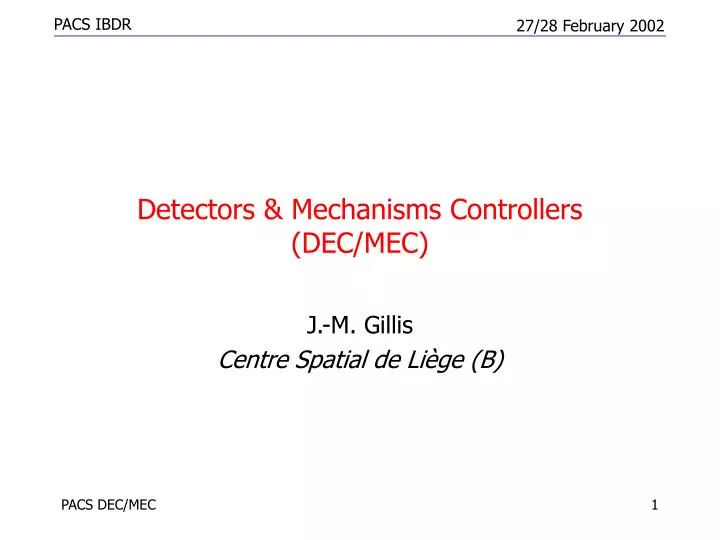 detectors mechanisms controllers dec mec