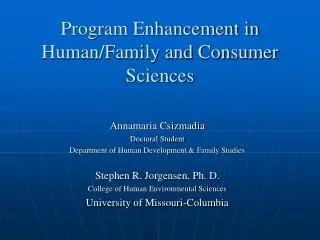 Program Enhancement in Human/Family and Consumer Sciences