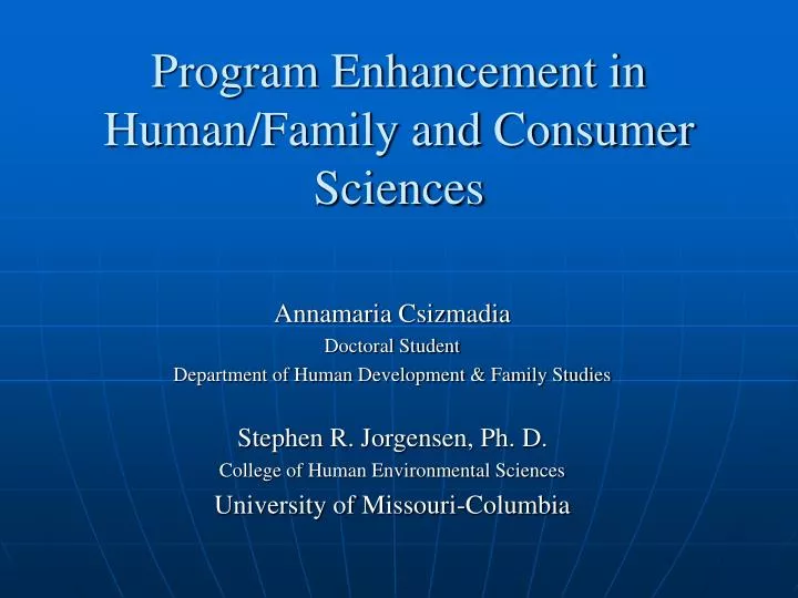 program enhancement in human family and consumer sciences