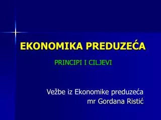 ekonomika preduze a