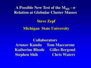 A Possible New Test of the M BH - ? Relation at Globular Cluster Masses