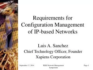 Requirements for Configuration Management of IP-based Networks