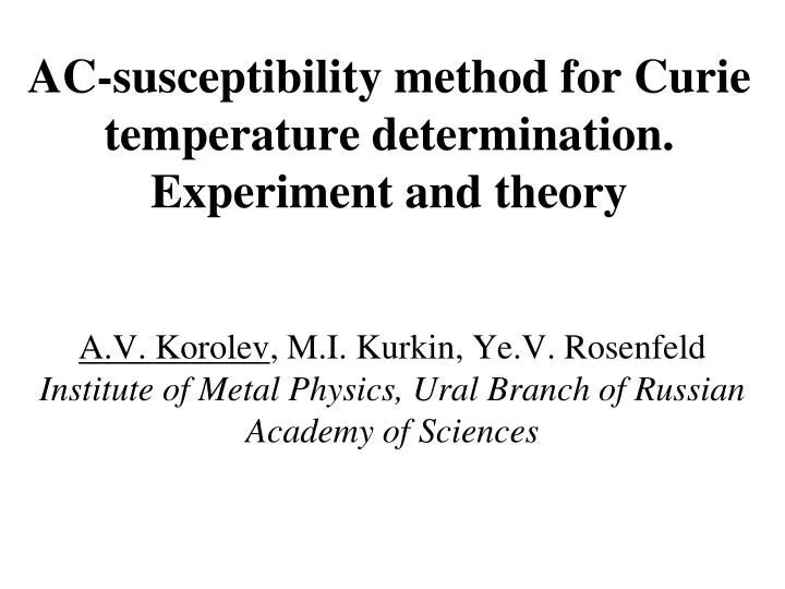 ac susceptibility method for curie temperature determination experiment and theory