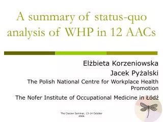 A summary of status-quo analysis of WHP in 12 AACs