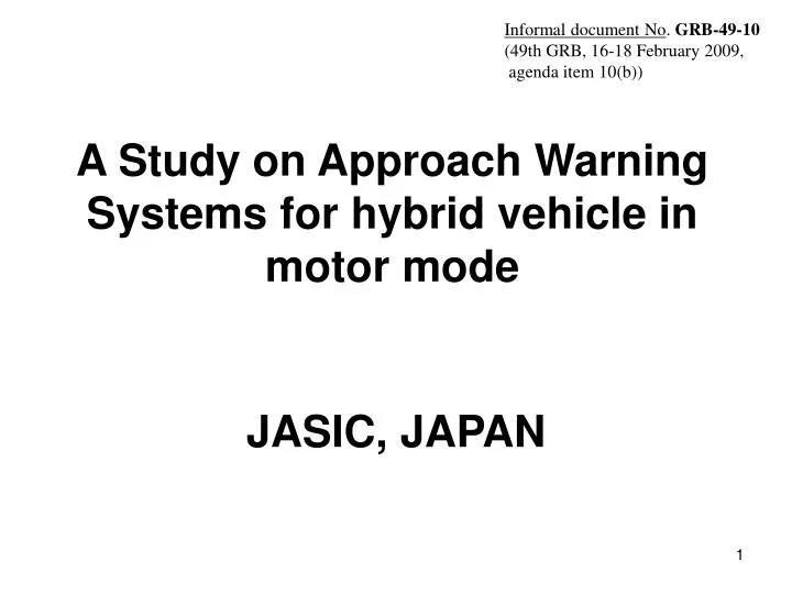 a study on approach warning systems for hybrid vehicle in motor mode