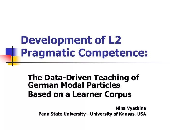 development of l2 pragmatic competence