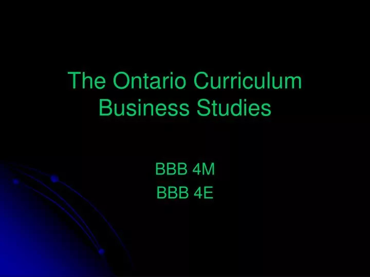 the ontario curriculum business studies